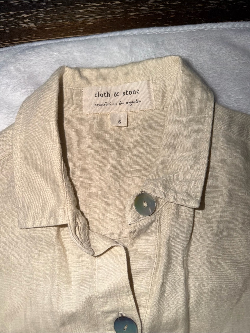 cloth & stone Beige Cream Linen Tie-Waist romper - Picture 3 of 4